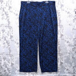 Susan Graver Womens XL Blue Black Geometric Mosaic Print Wide Leg Pants